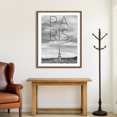AUTO-MOCKUP ROOM | Paris Eiffel Tower Text Wall Art