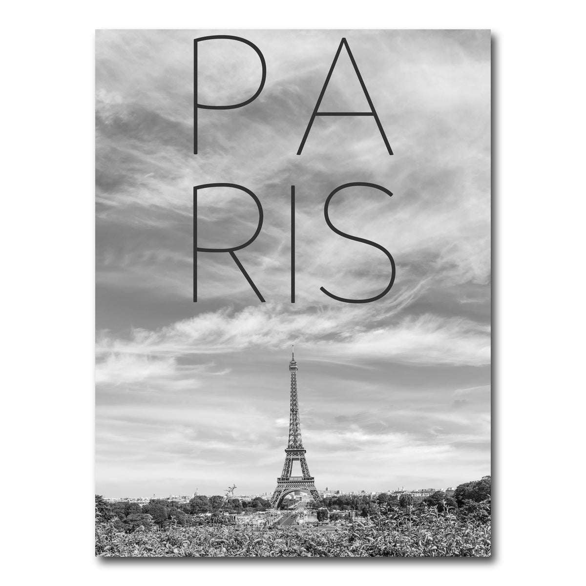 AUTO-MOCKUP WHITE | PARIS Eiffel Tower Text | 1 Piece | Gallery Wrap Canvas | group=3x4