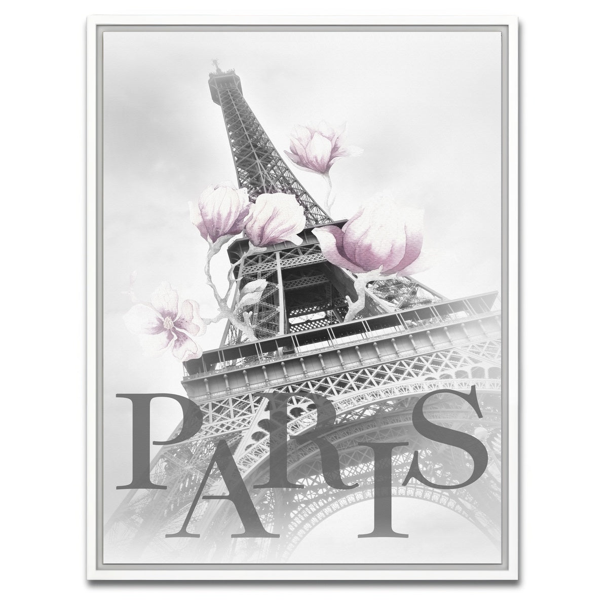 AUTO-MOCKUP WHITE | PARIS Magnolia Eiffel Tower | 1 Piece | White Framed Canvas | group=3x4