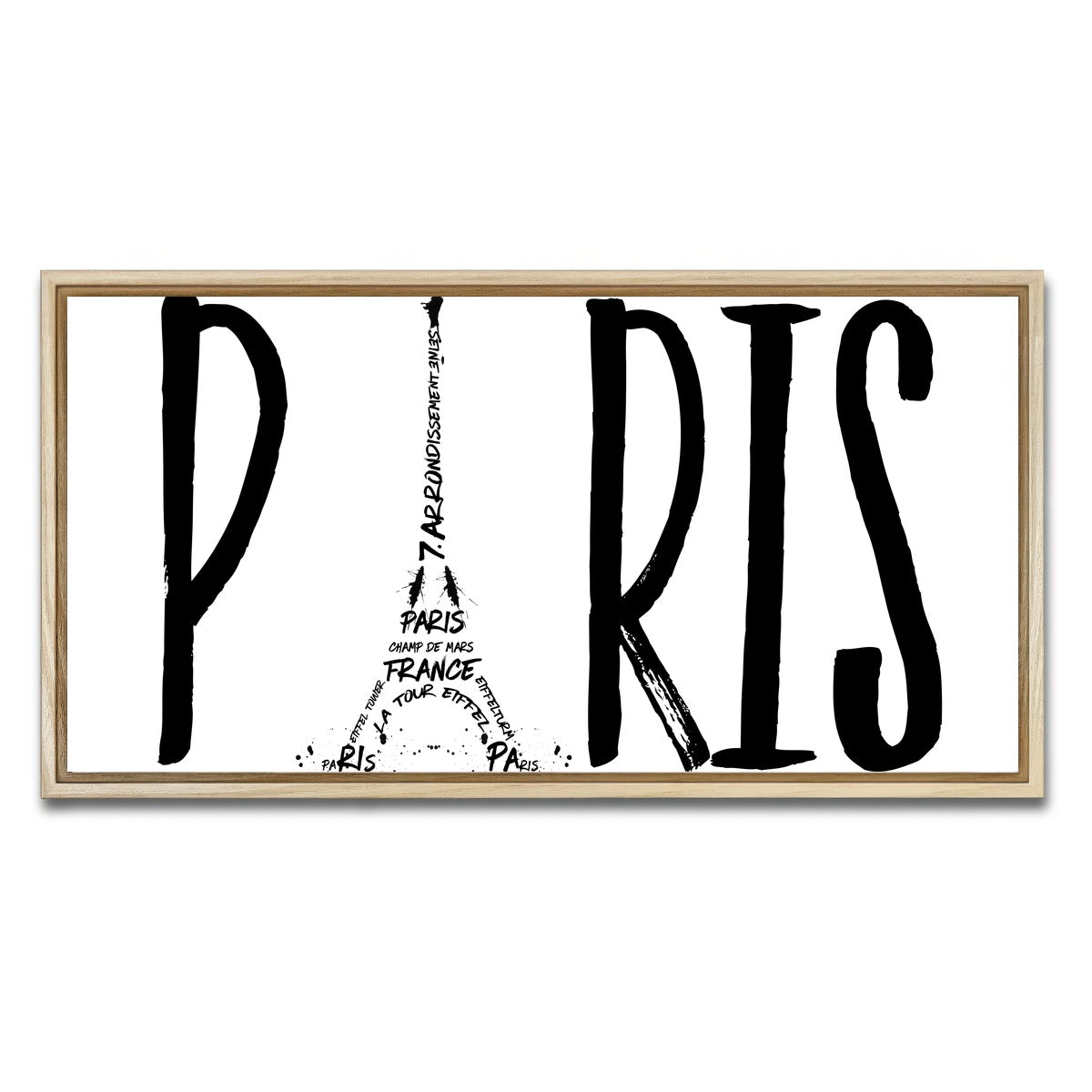 AUTO-MOCKUP WHITE | PARIS Typography | 1 Piece | Natural Framed Canvas | group=2x1