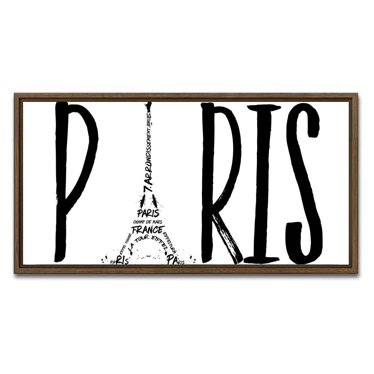 AUTO-MOCKUP WHITE | PARIS Typography | 1 Piece | Walnut Framed Canvas | group=2x1