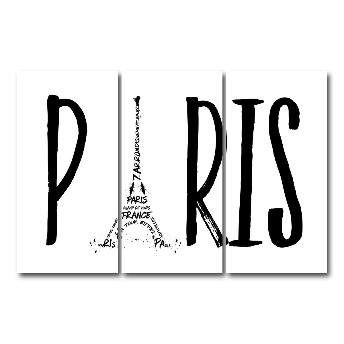 AUTO-MOCKUP WHITE | PARIS Typography | 3 Piece | Gallery Wrap Canvas | group=12x24