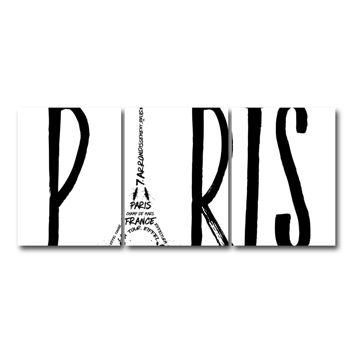 AUTO-MOCKUP WHITE | PARIS Typography | 3 Piece | Gallery Wrap Canvas | group=18x24