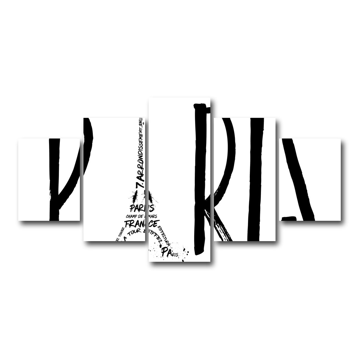 AUTO-MOCKUP WHITE | PARIS Typography | 5 Piece | Gallery Wrap Canvas | group=5_short