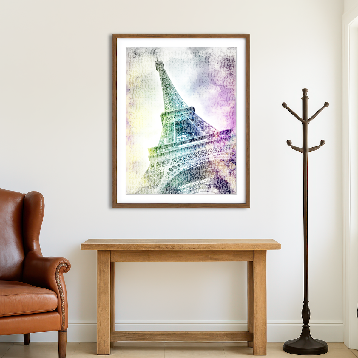 AUTO-MOCKUP ROOM | Paris Watercolor Eiffel Tower Wall Art