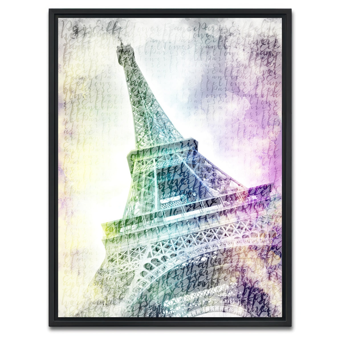 AUTO-MOCKUP WHITE | PARIS Watercolor Eiffel Tower | 1 Piece | Black Framed Canvas | group=3x4