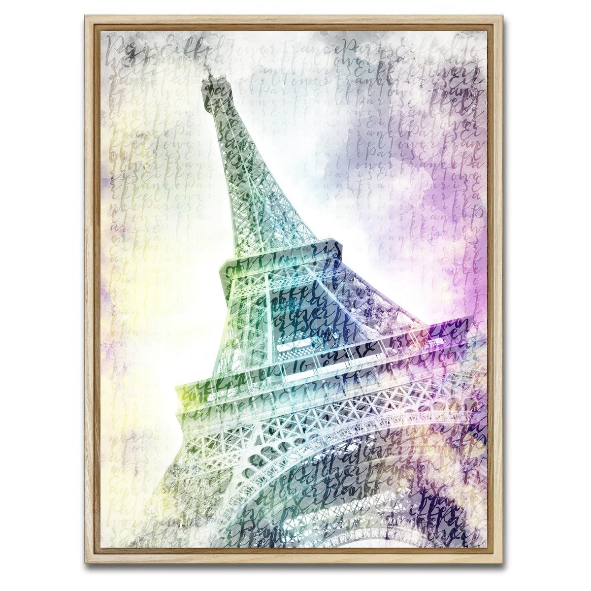 AUTO-MOCKUP WHITE | PARIS Watercolor Eiffel Tower | 1 Piece | Natural Framed Canvas | group=3x4