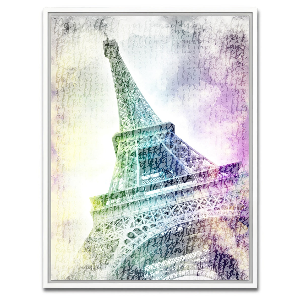 AUTO-MOCKUP WHITE | PARIS Watercolor Eiffel Tower | 1 Piece | White Framed Canvas | group=3x4