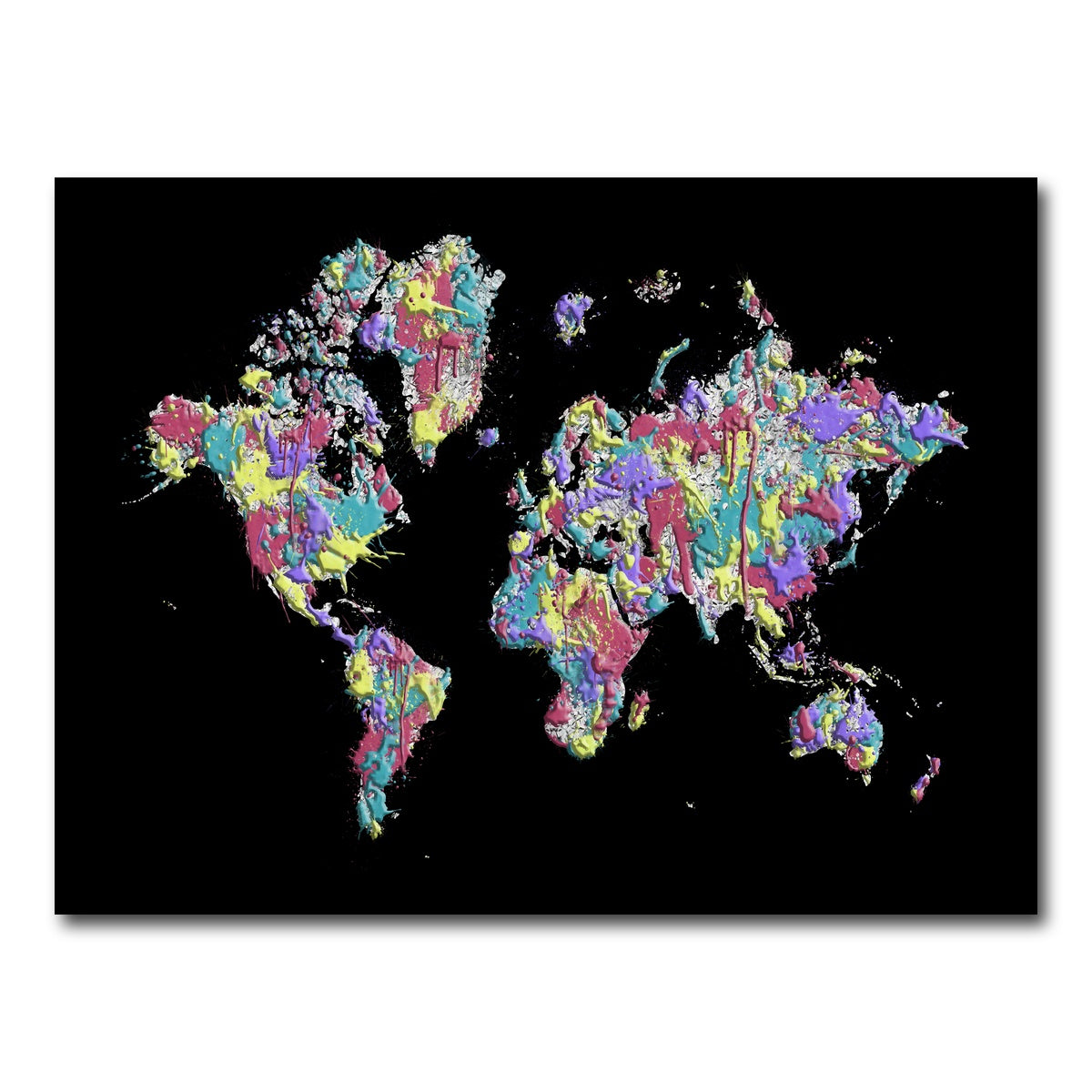 AUTO-MOCKUP WHITE | POP ART World Map - Black | 1 Piece | Gallery Wrap Canvas | group=4x3