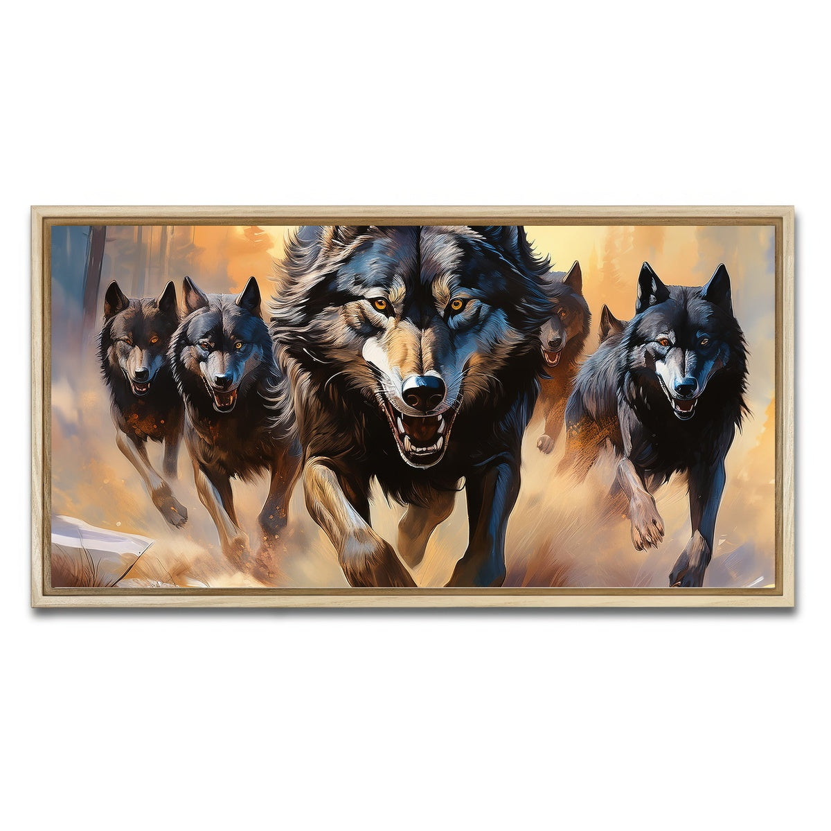 AUTO-MOCKUP WHITE | Pack of Wolves | 1 Piece | Natural Framed Canvas | group=2x1
