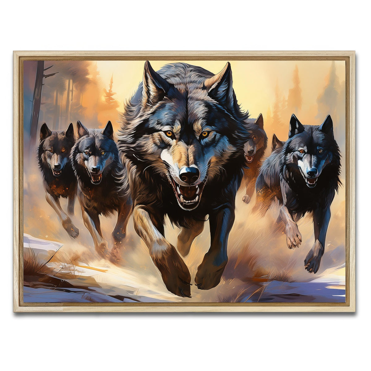 AUTO-MOCKUP WHITE | Pack of Wolves | 1 Piece | Natural Framed Canvas | group=4x3