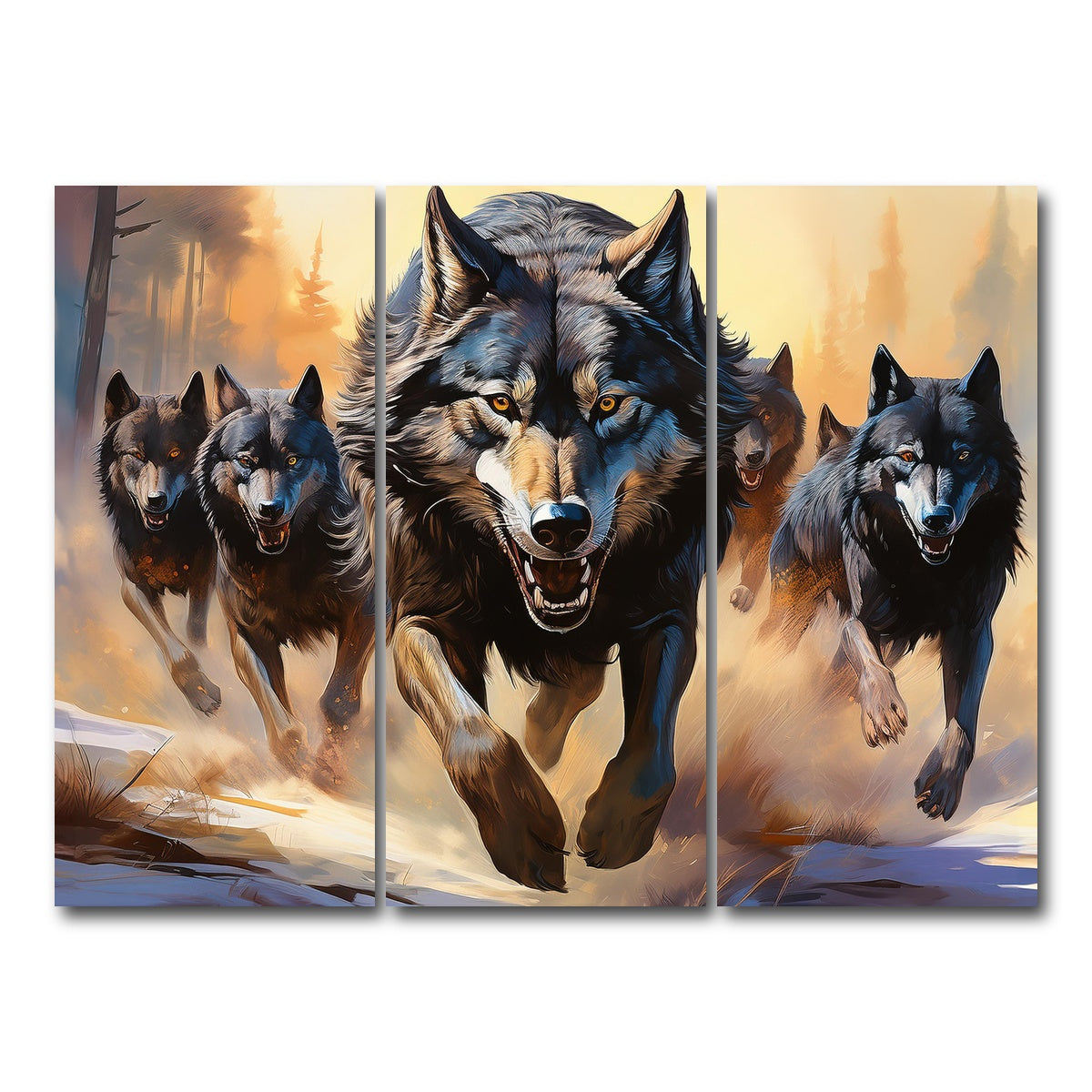 AUTO-MOCKUP WHITE | Pack of Wolves | 3 Piece | Gallery Wrap Canvas | group=8x18