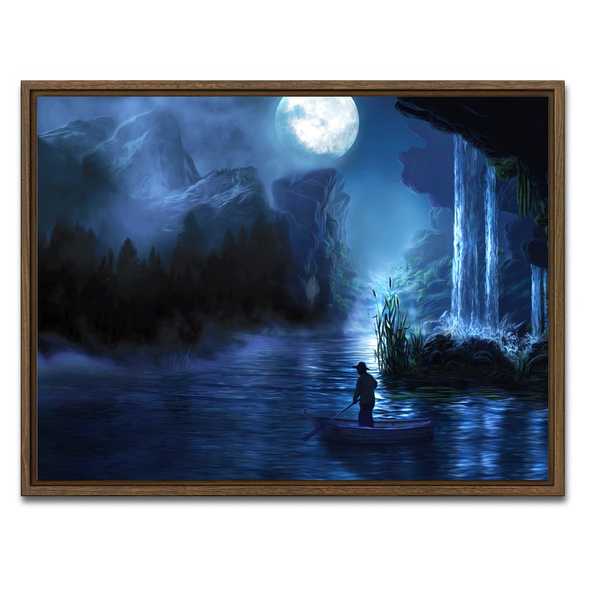 AUTO-MOCKUP WHITE | Paddle at Night | 1 Piece | Walnut Framed Canvas | group=4x3