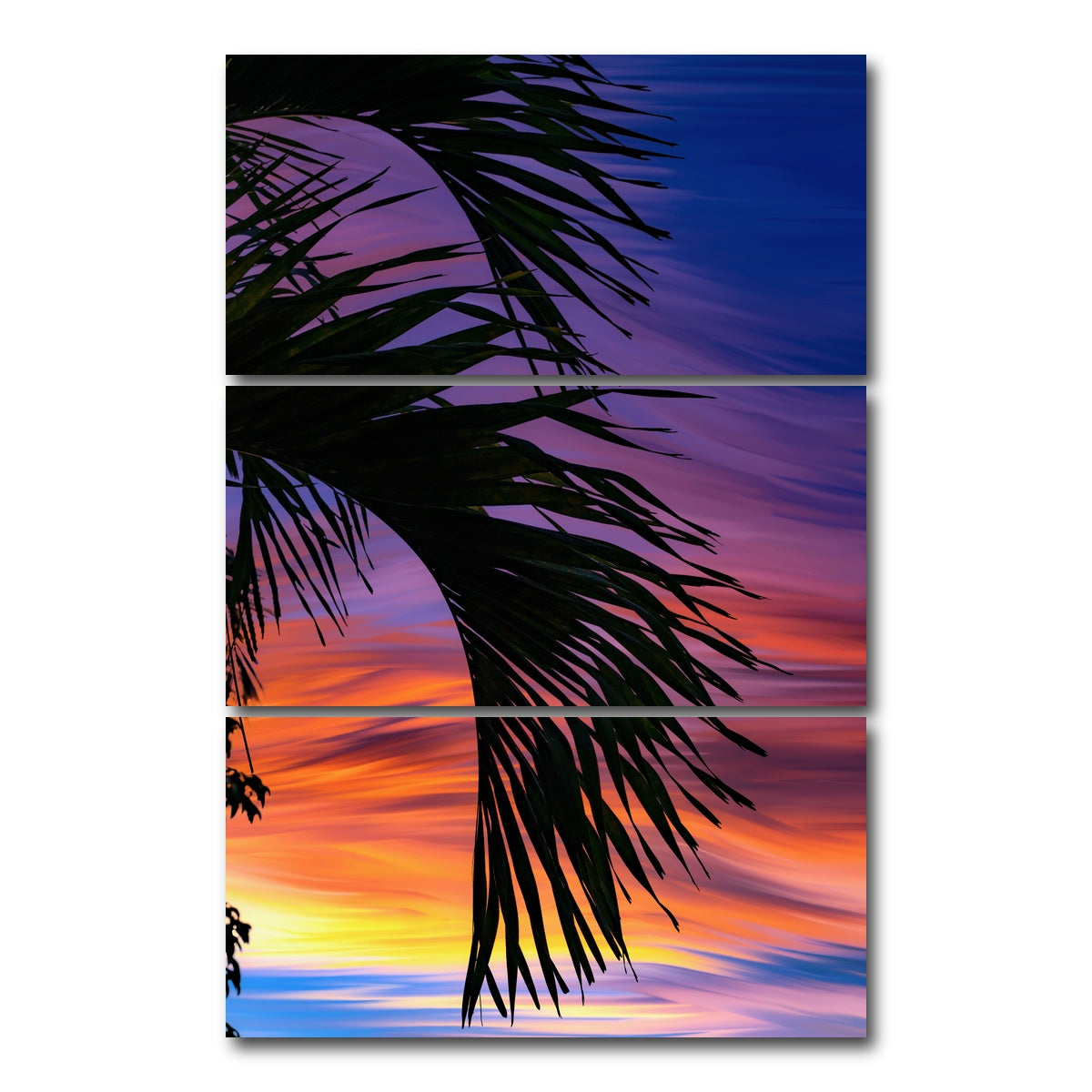 AUTO-MOCKUP WHITE | Painted Palm | 3 Piece | Gallery Wrap Canvas | group=12x24_stacked