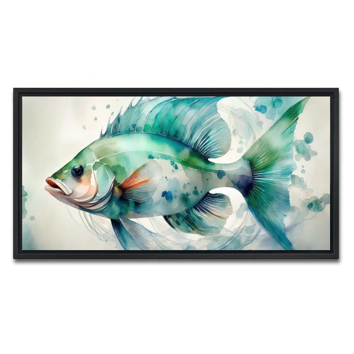 AUTO-MOCKUP WHITE | Painting Art of Salt Water Fish | 1 Piece | Black Framed Canvas | group=2x1
