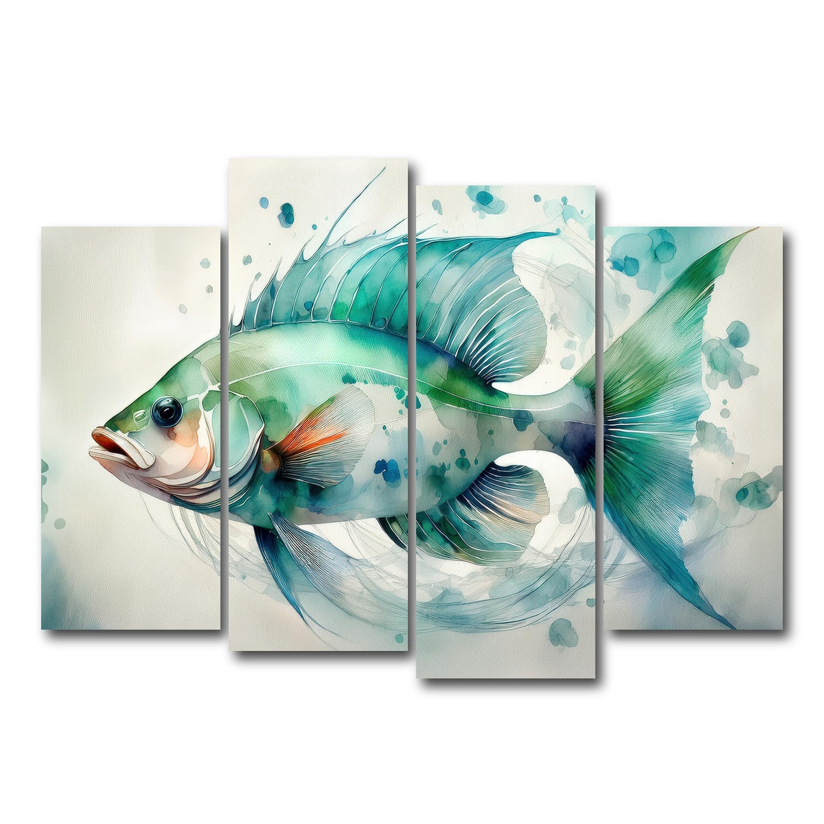 AUTO-MOCKUP WHITE | Painting Art of Salt Water Fish | 4 Piece | Gallery Wrap Canvas | group=4_normal