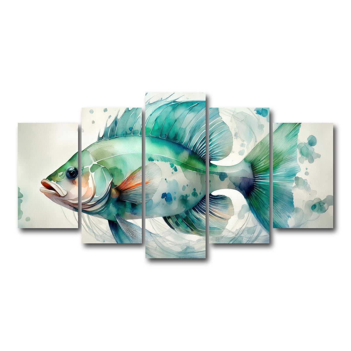 AUTO-MOCKUP WHITE | Painting Art of Salt Water Fish | 5 Piece | Gallery Wrap Canvas | group=5_normal