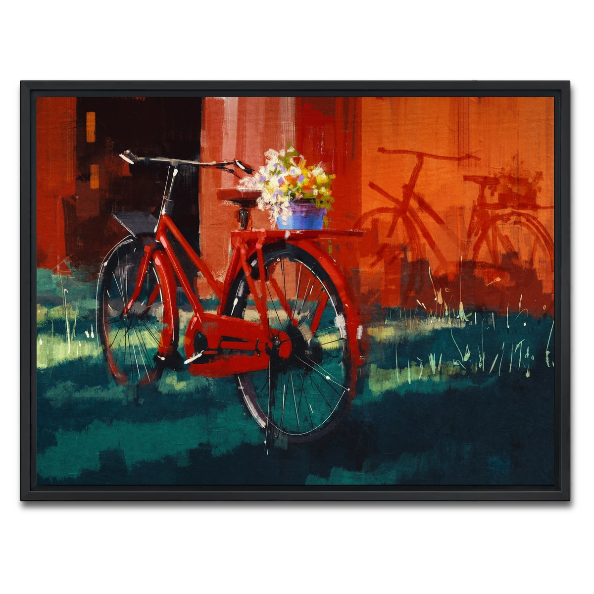 AUTO-MOCKUP WHITE | Painting of vintage bicycle | 1 Piece | Black Framed Canvas | group=4x3