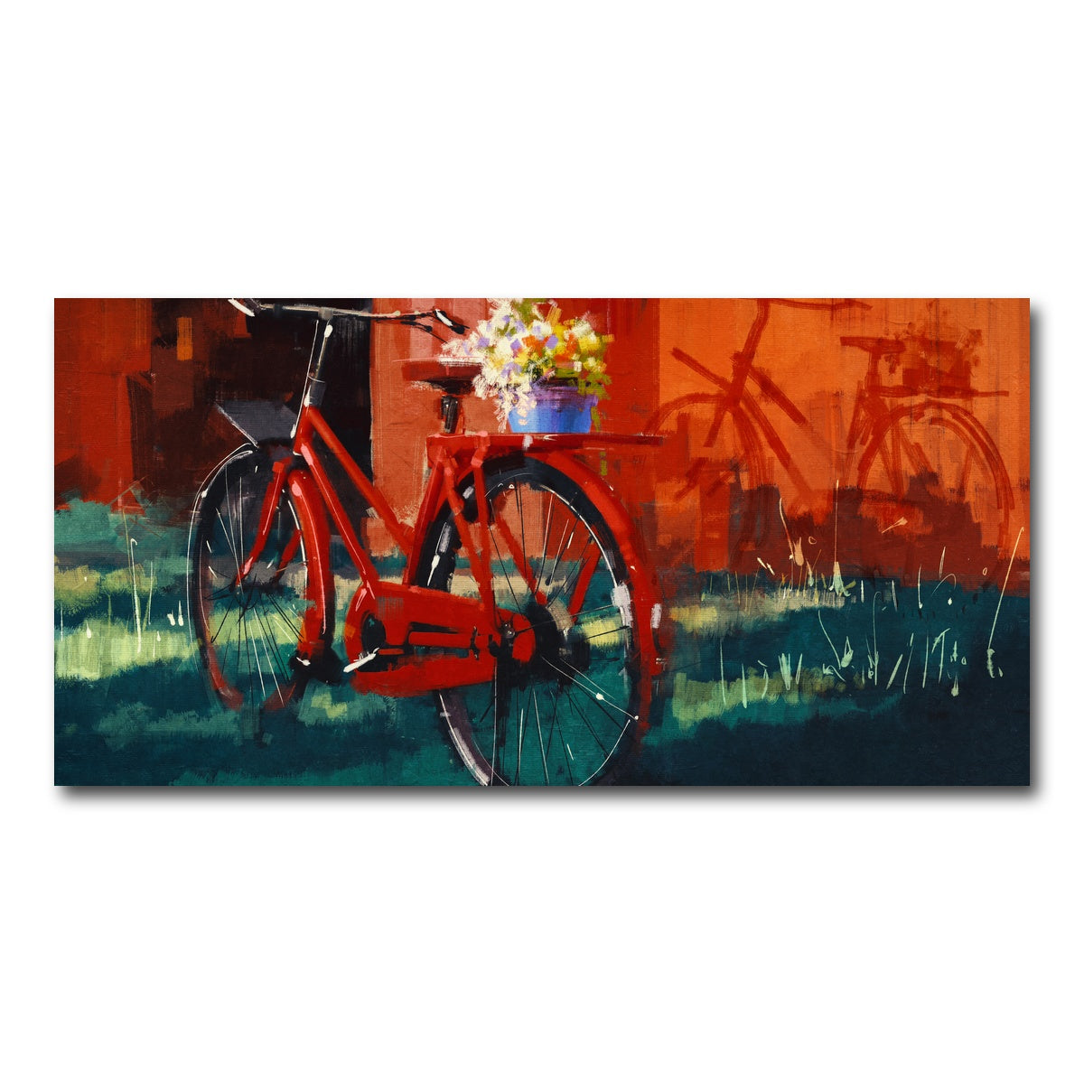 AUTO-MOCKUP WHITE | Painting of vintage bicycle | 1 Piece | Gallery Wrap Canvas | group=2x1