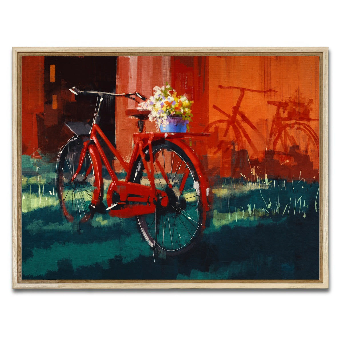 AUTO-MOCKUP WHITE | Painting of vintage bicycle | 1 Piece | Natural Framed Canvas | group=4x3