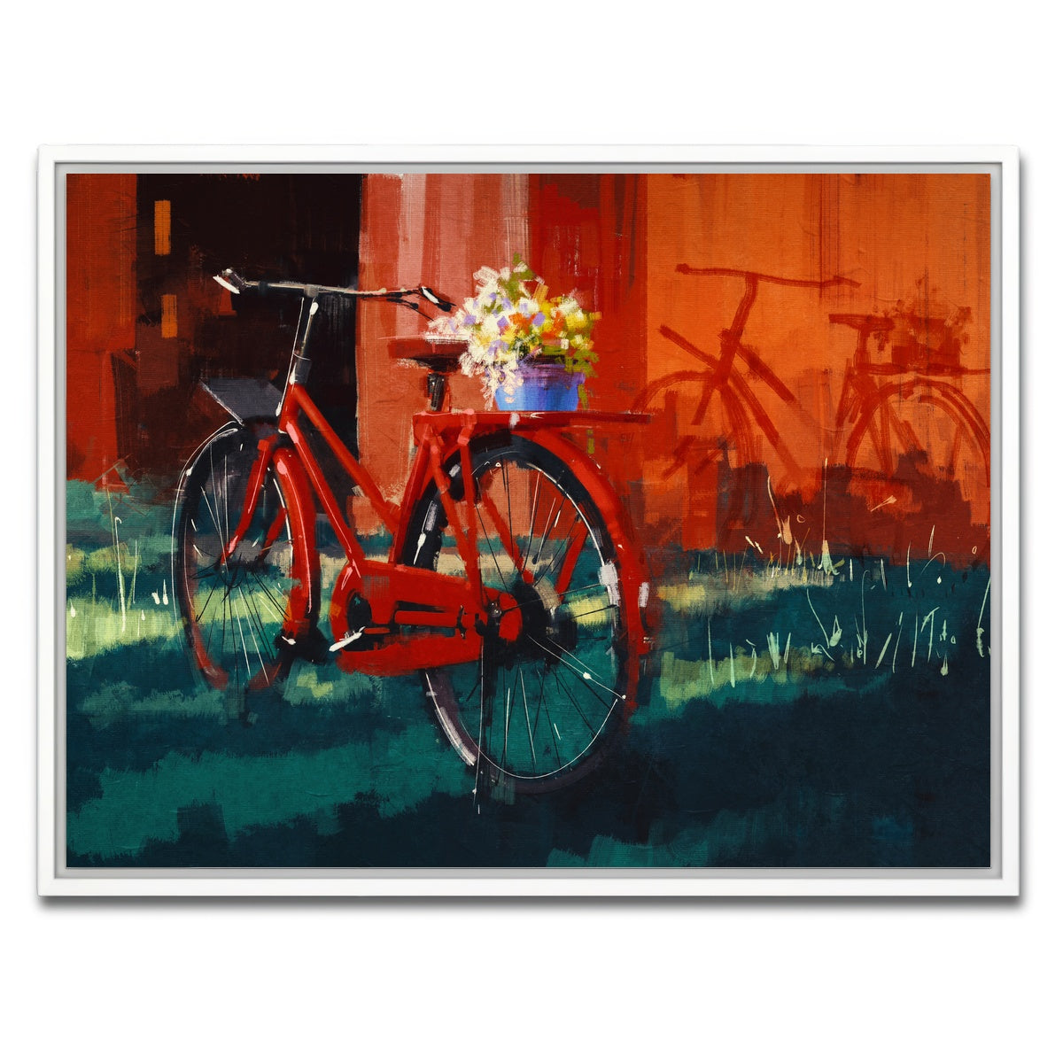 AUTO-MOCKUP WHITE | Painting of vintage bicycle | 1 Piece | White Framed Canvas | group=4x3