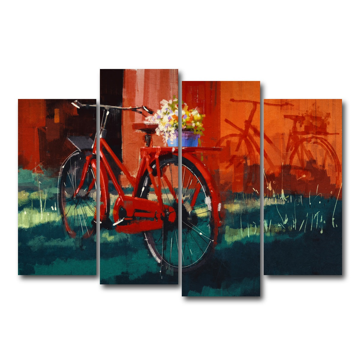 AUTO-MOCKUP WHITE | Painting of vintage bicycle | 4 Piece | Gallery Wrap Canvas | group=4_normal
