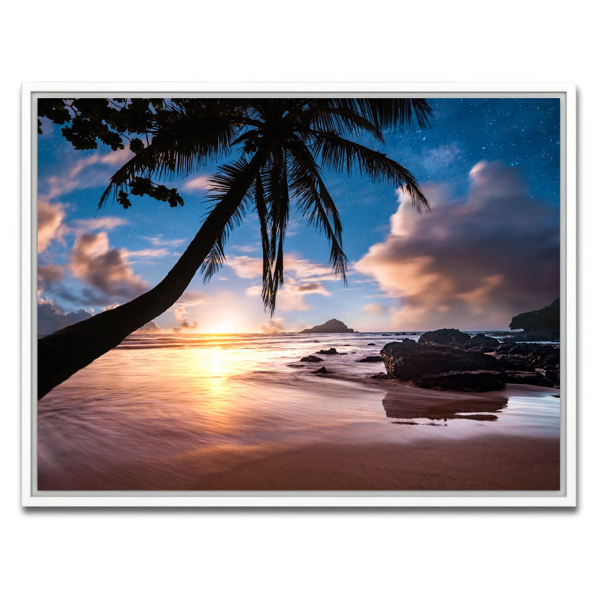 AUTO-MOCKUP WHITE | Palm Tree Beach | 1 Piece | White Framed Canvas | group=4x3