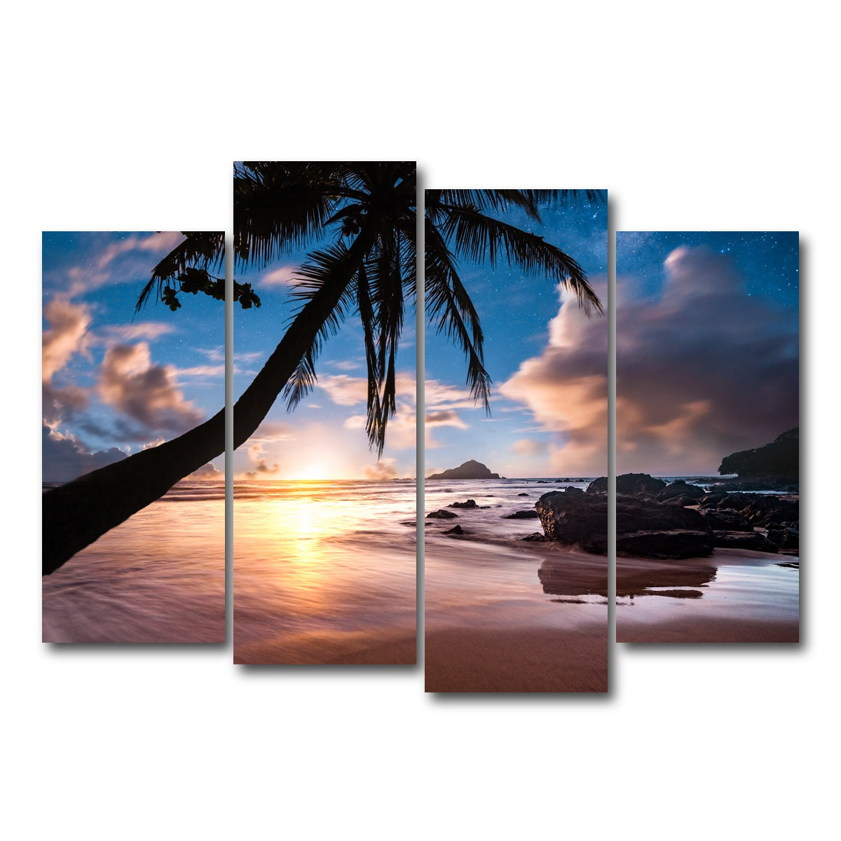AUTO-MOCKUP WHITE | Palm Tree Beach | 4 Piece | Gallery Wrap Canvas | group=4_normal