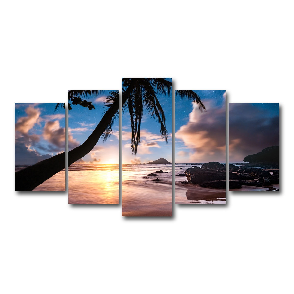 AUTO-MOCKUP WHITE | Palm Tree Beach | 5 Piece | Gallery Wrap Canvas | group=5_normal