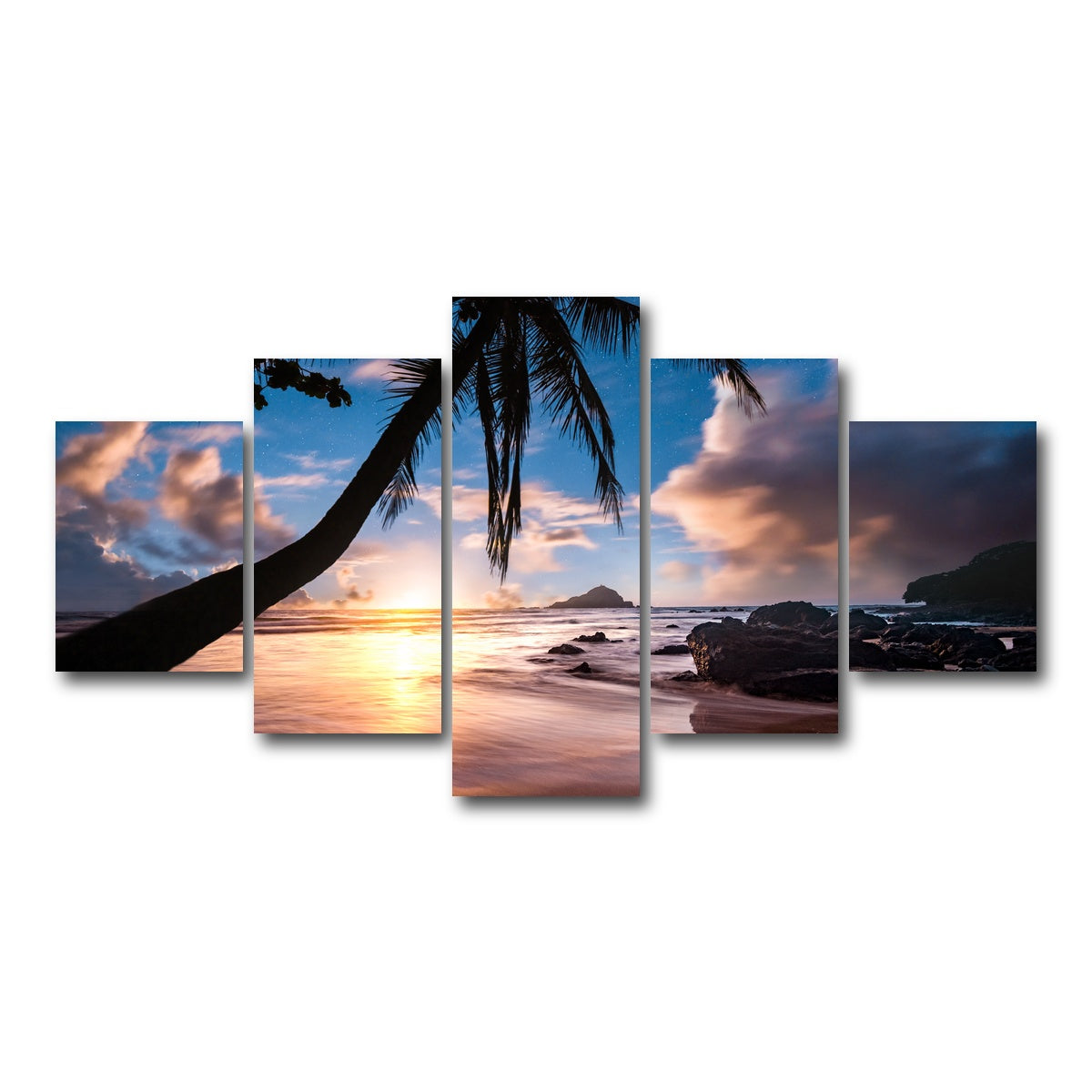 AUTO-MOCKUP WHITE | Palm Tree Beach | 5 Piece | Gallery Wrap Canvas | group=5_short