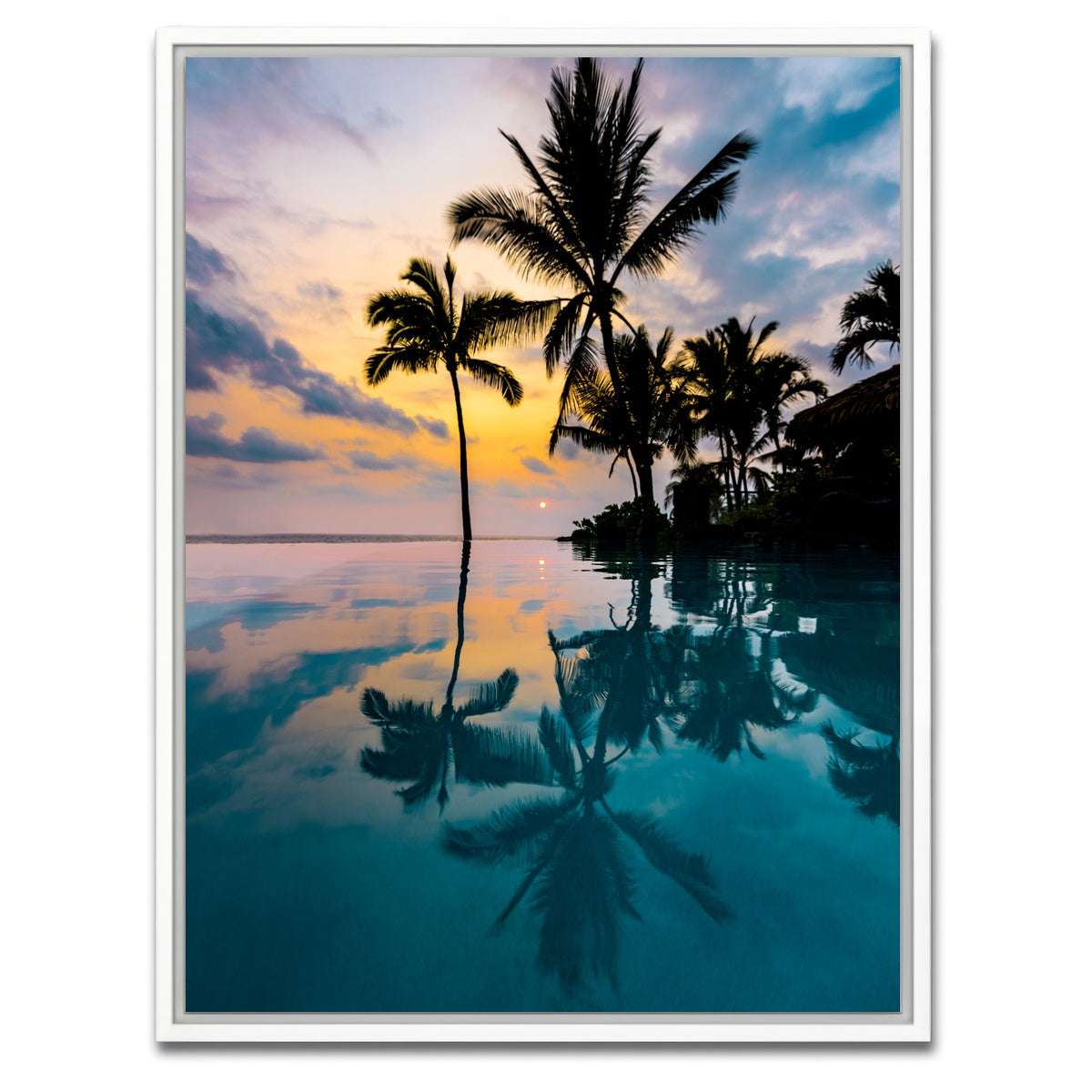 AUTO-MOCKUP WHITE | Palm Tree Reflection | 1 Piece | White Framed Canvas | group=3x4