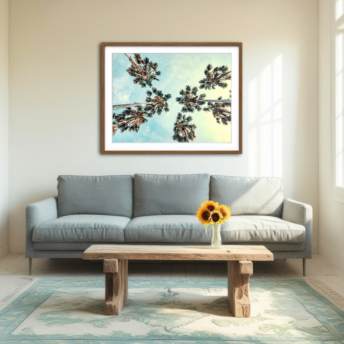 AUTO-MOCKUP ROOM | Palm Trees Blue Sky Wall Art