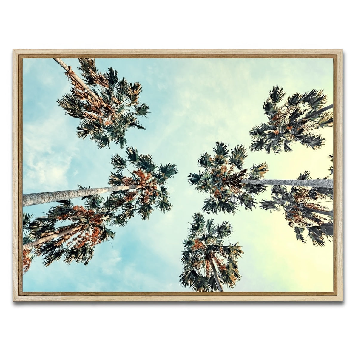 AUTO-MOCKUP WHITE | Palm Trees Blue Sky | 1 Piece | Natural Framed Canvas | group=4x3