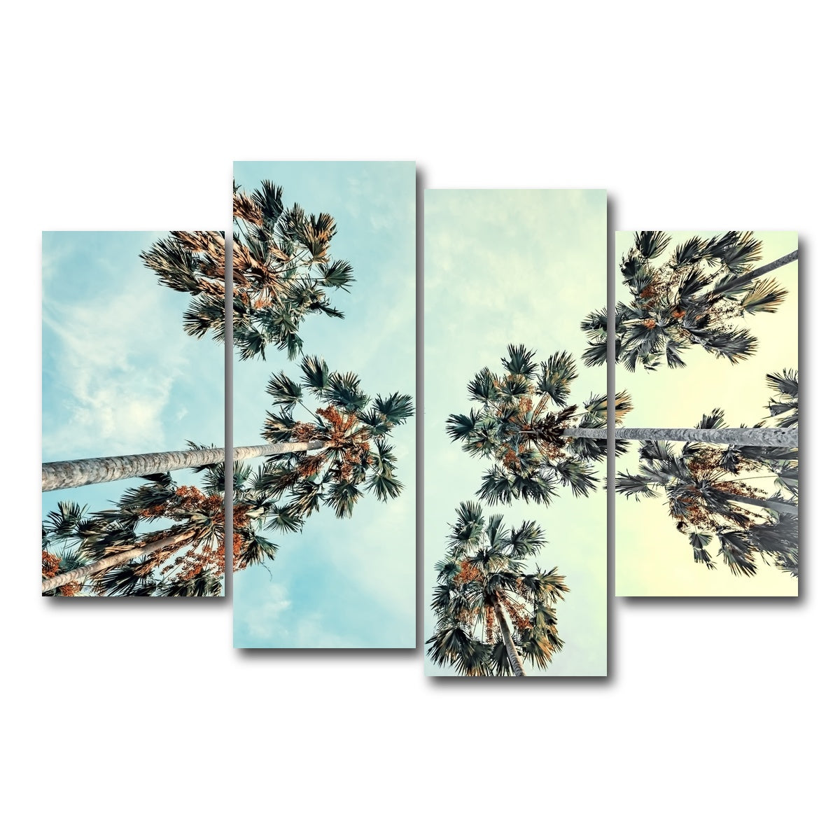 AUTO-MOCKUP WHITE | Palm Trees Blue Sky | 4 Piece | Gallery Wrap Canvas | group=4_short