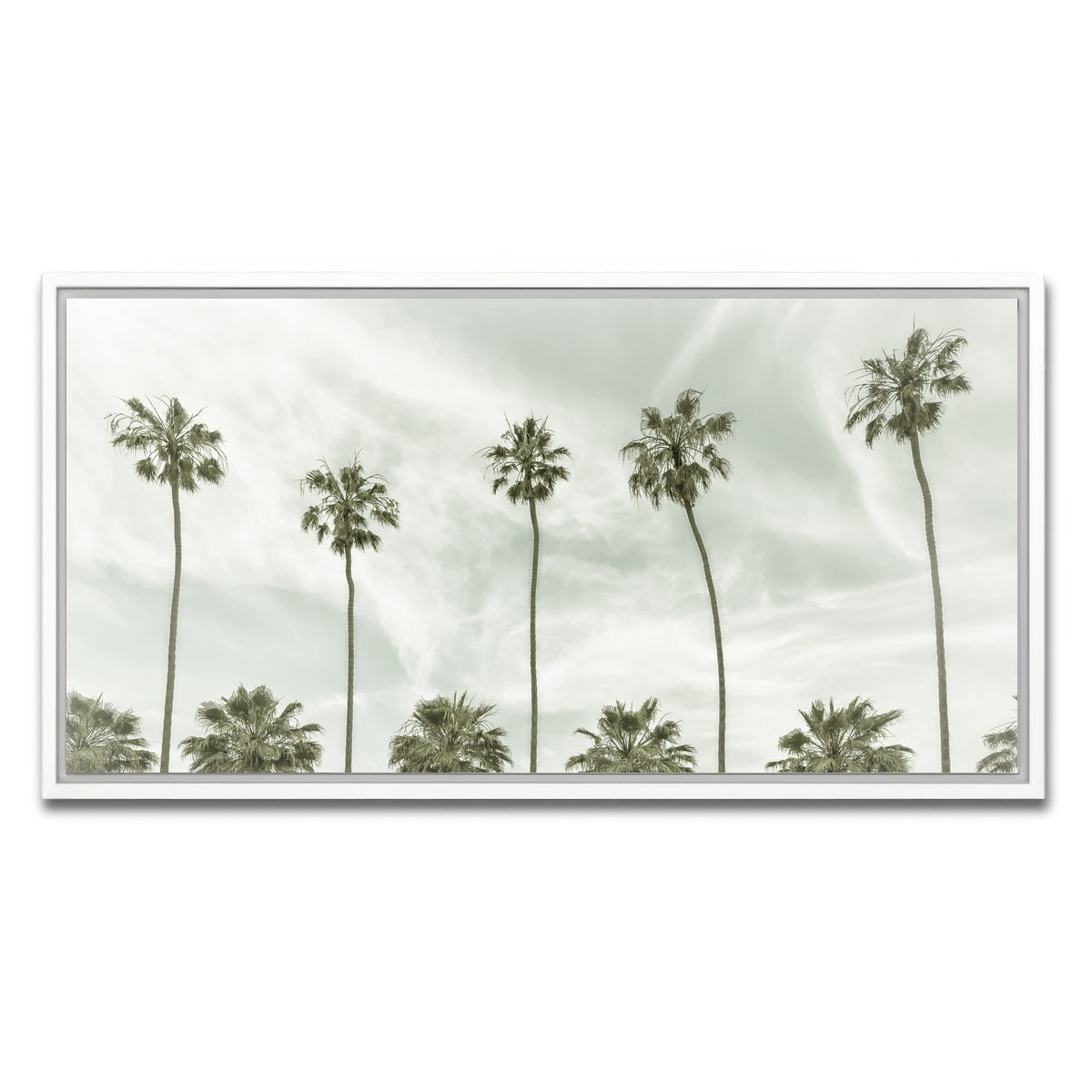 AUTO-MOCKUP WHITE | Palm Trees and Clouds | 1 Piece | White Framed Canvas | group=2x1