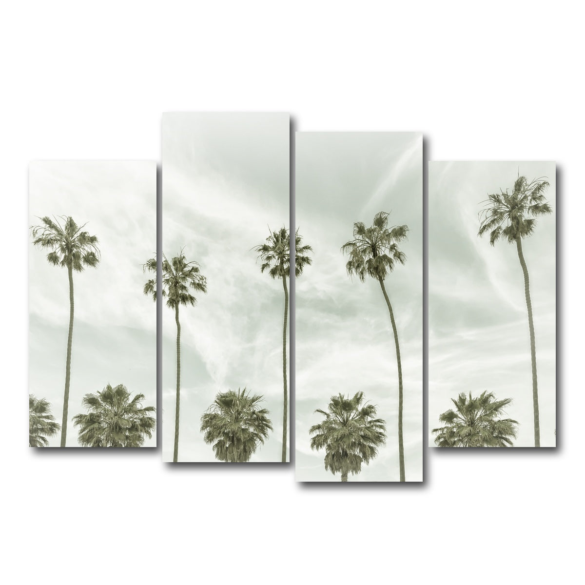 AUTO-MOCKUP WHITE | Palm Trees and Clouds | 4 Piece | Gallery Wrap Canvas | group=4_normal
