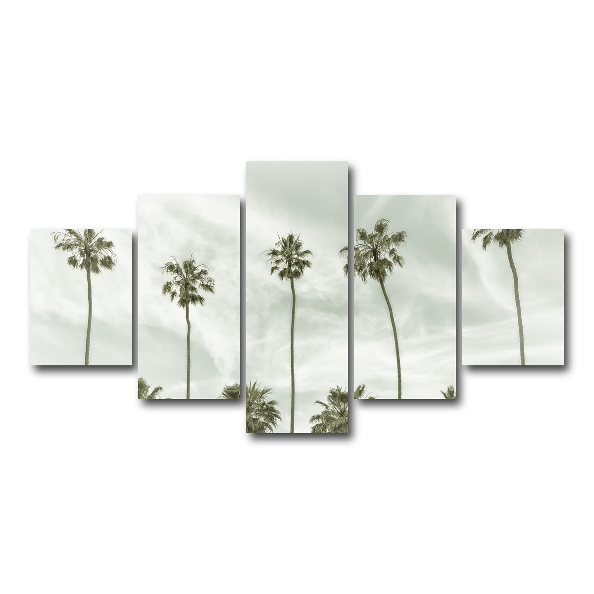 AUTO-MOCKUP WHITE | Palm Trees and Clouds | 5 Piece | Gallery Wrap Canvas | group=5_short