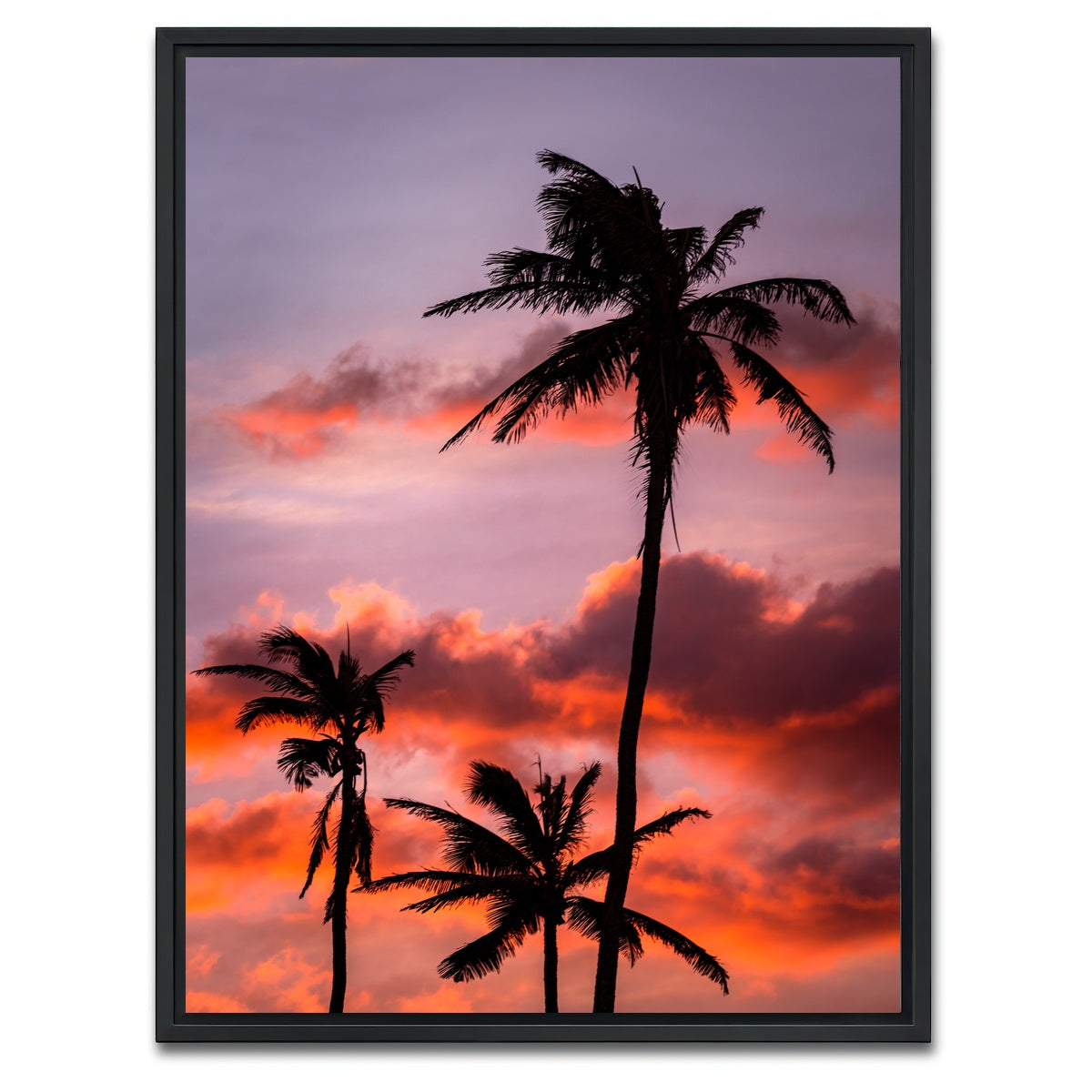 AUTO-MOCKUP WHITE | Palm Trees at Sunset | 1 Piece | Black Framed Canvas | group=3x4