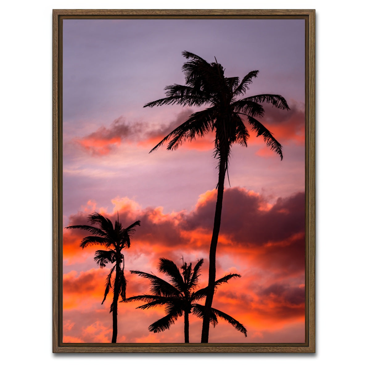 AUTO-MOCKUP WHITE | Palm Trees at Sunset | 1 Piece | Walnut Framed Canvas | group=3x4