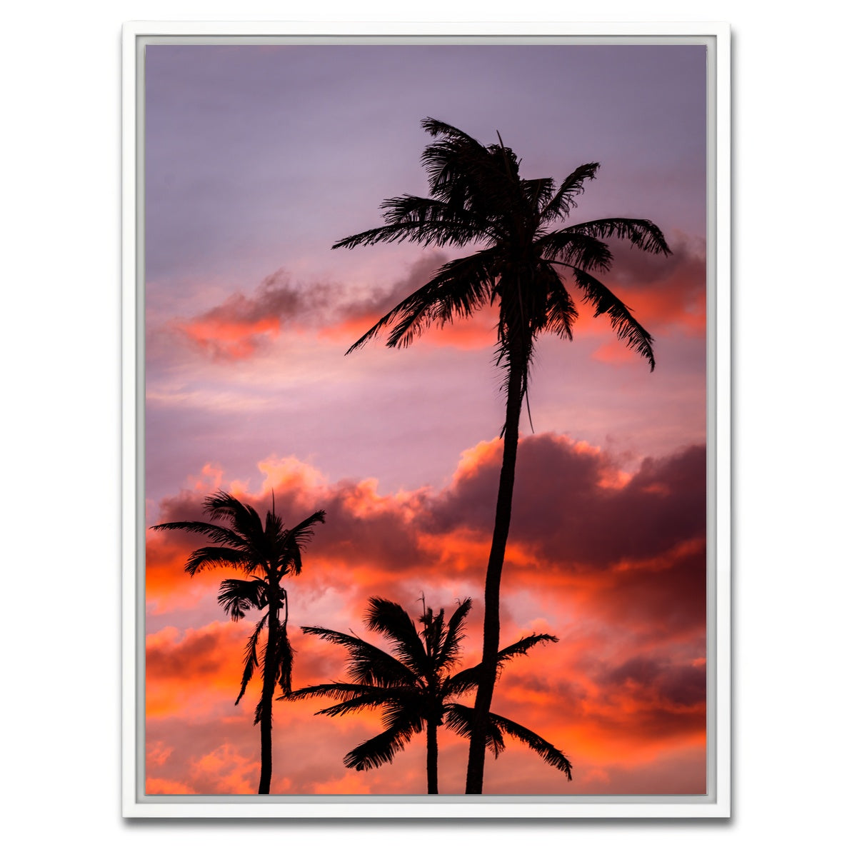 AUTO-MOCKUP WHITE | Palm Trees at Sunset | 1 Piece | White Framed Canvas | group=3x4