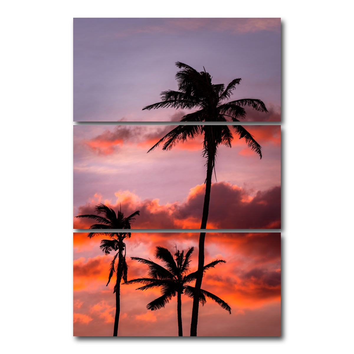 AUTO-MOCKUP WHITE | Palm Trees at Sunset | 3 Piece | Gallery Wrap Canvas | group=12x24_stacked