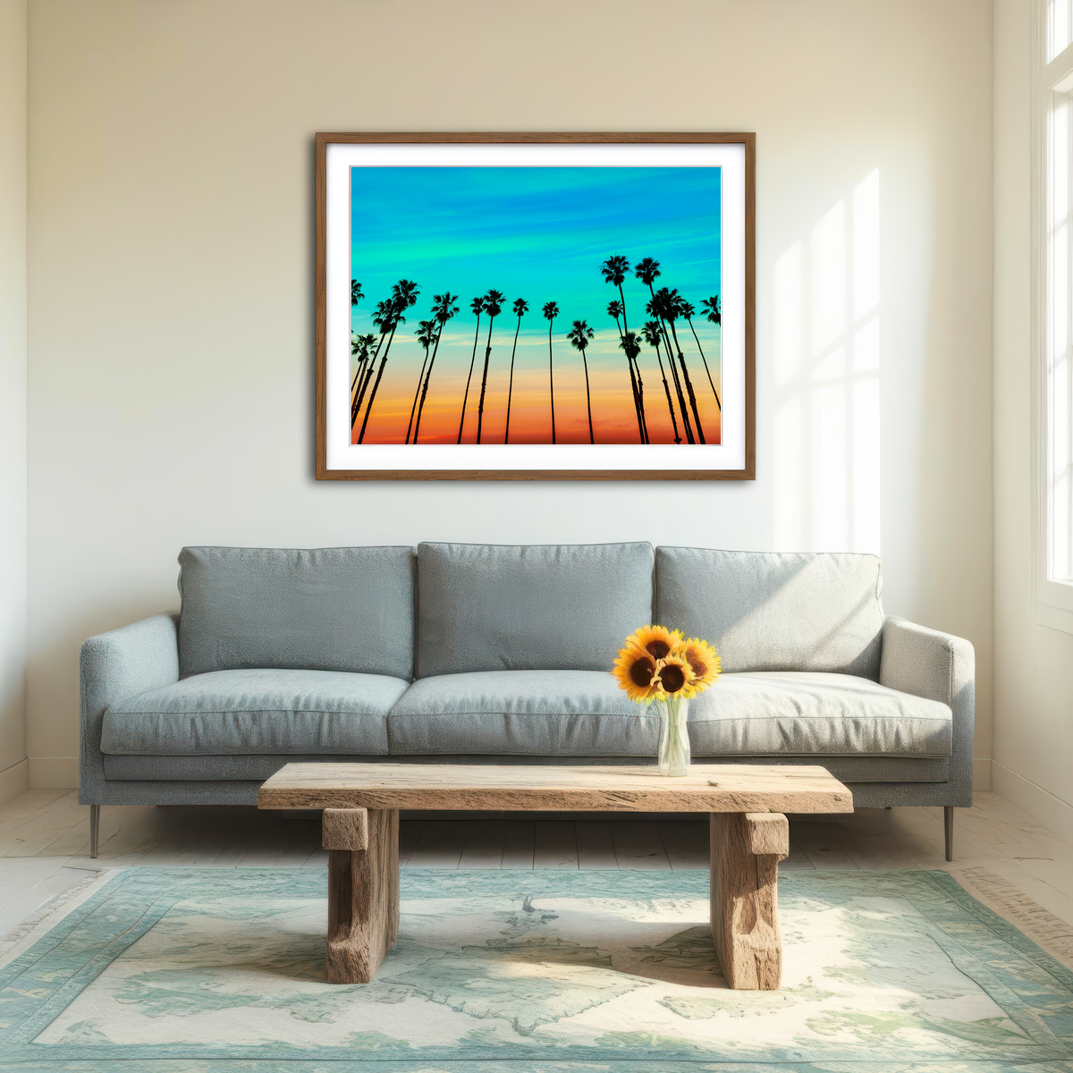 AUTO-MOCKUP ROOM | Palm Tree Sunset Santa Barbara Wall Art