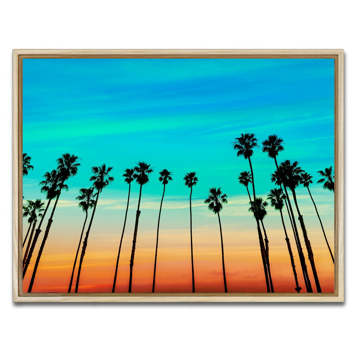 AUTO-MOCKUP WHITE | Palm tree Sunset Santa Barbara | 1 Piece | Natural Framed Canvas | group=4x3