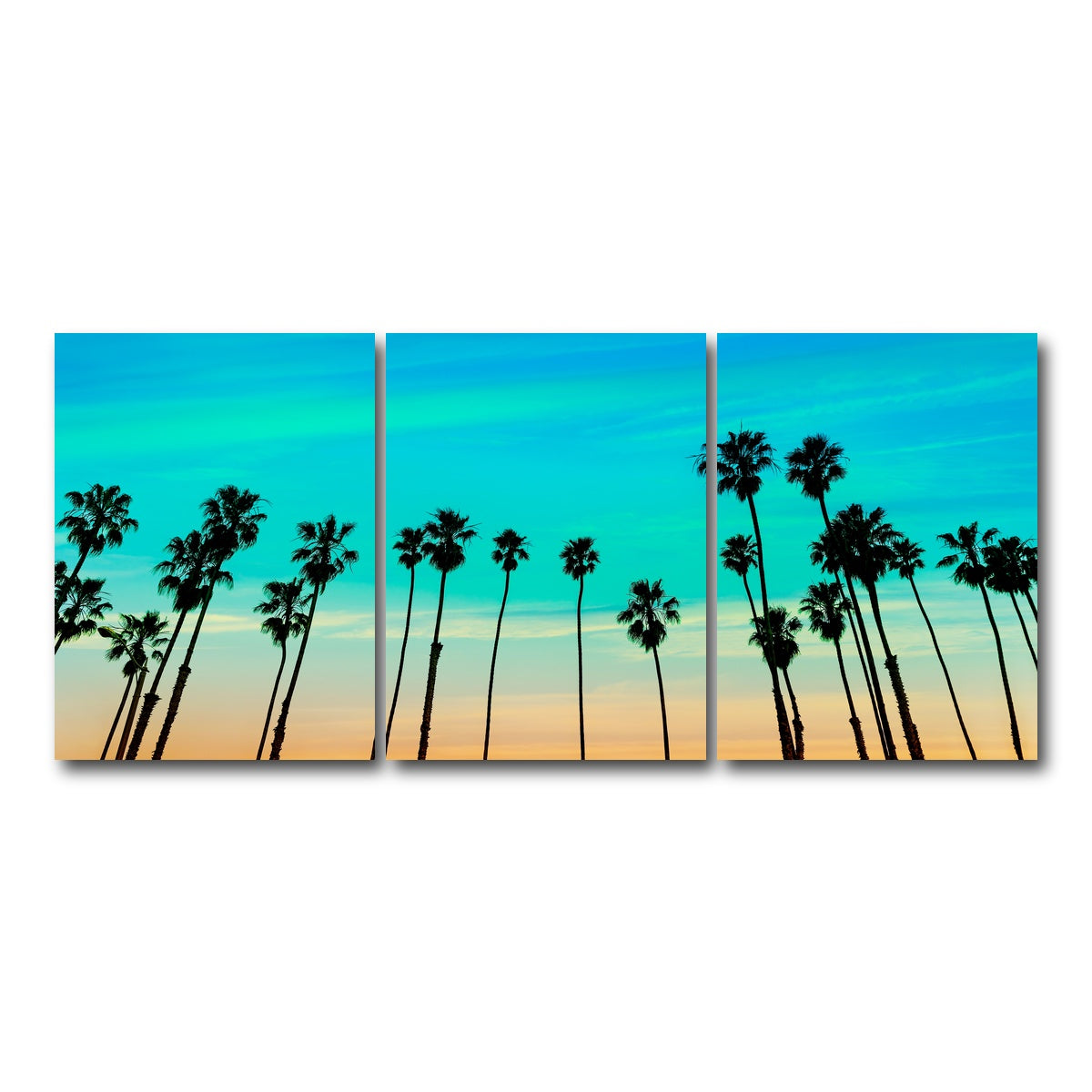 AUTO-MOCKUP WHITE | Palm tree Sunset Santa Barbara | 3 Piece | Gallery Wrap Canvas | group=18x24