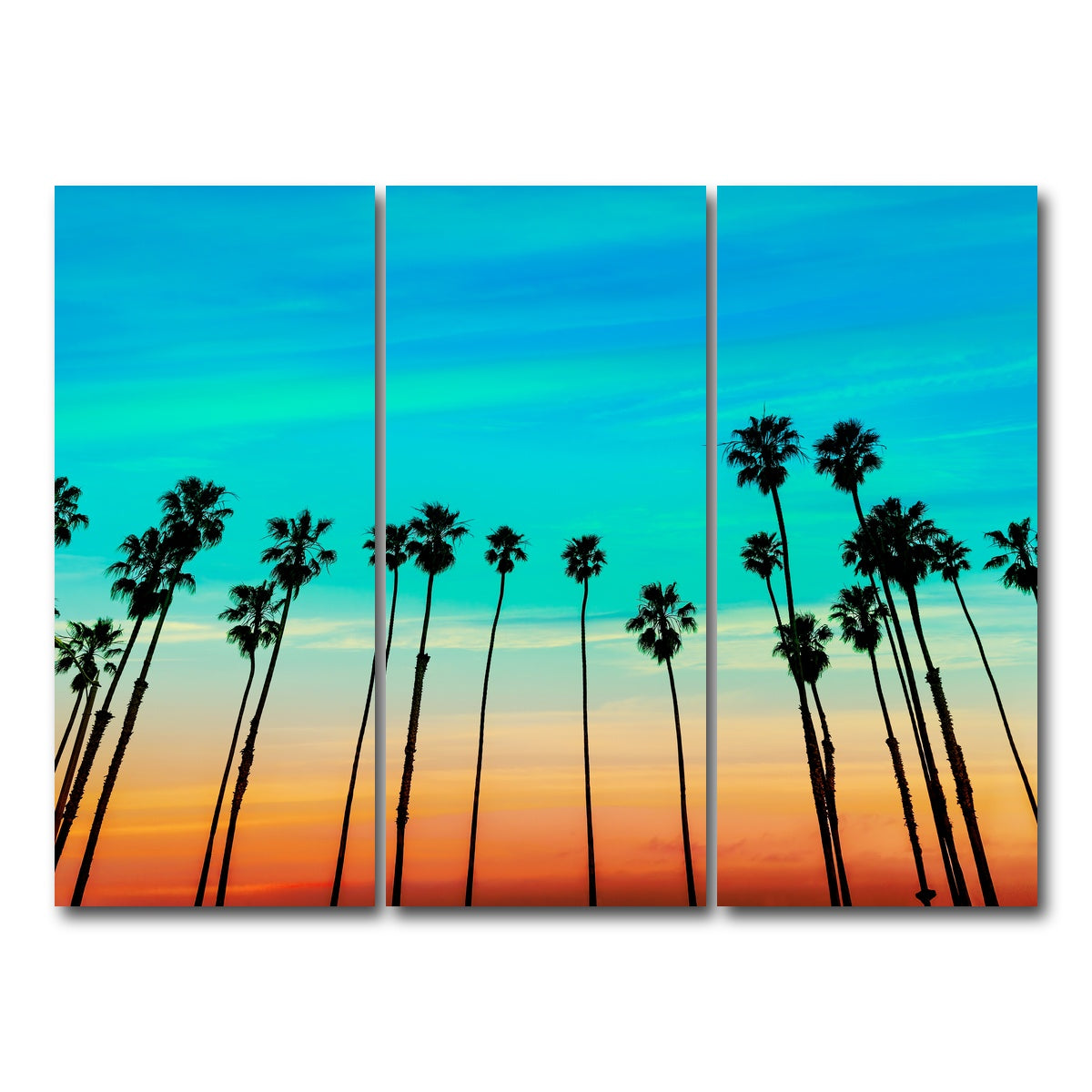 AUTO-MOCKUP WHITE | Palm tree Sunset Santa Barbara | 3 Piece | Gallery Wrap Canvas | group=8x18