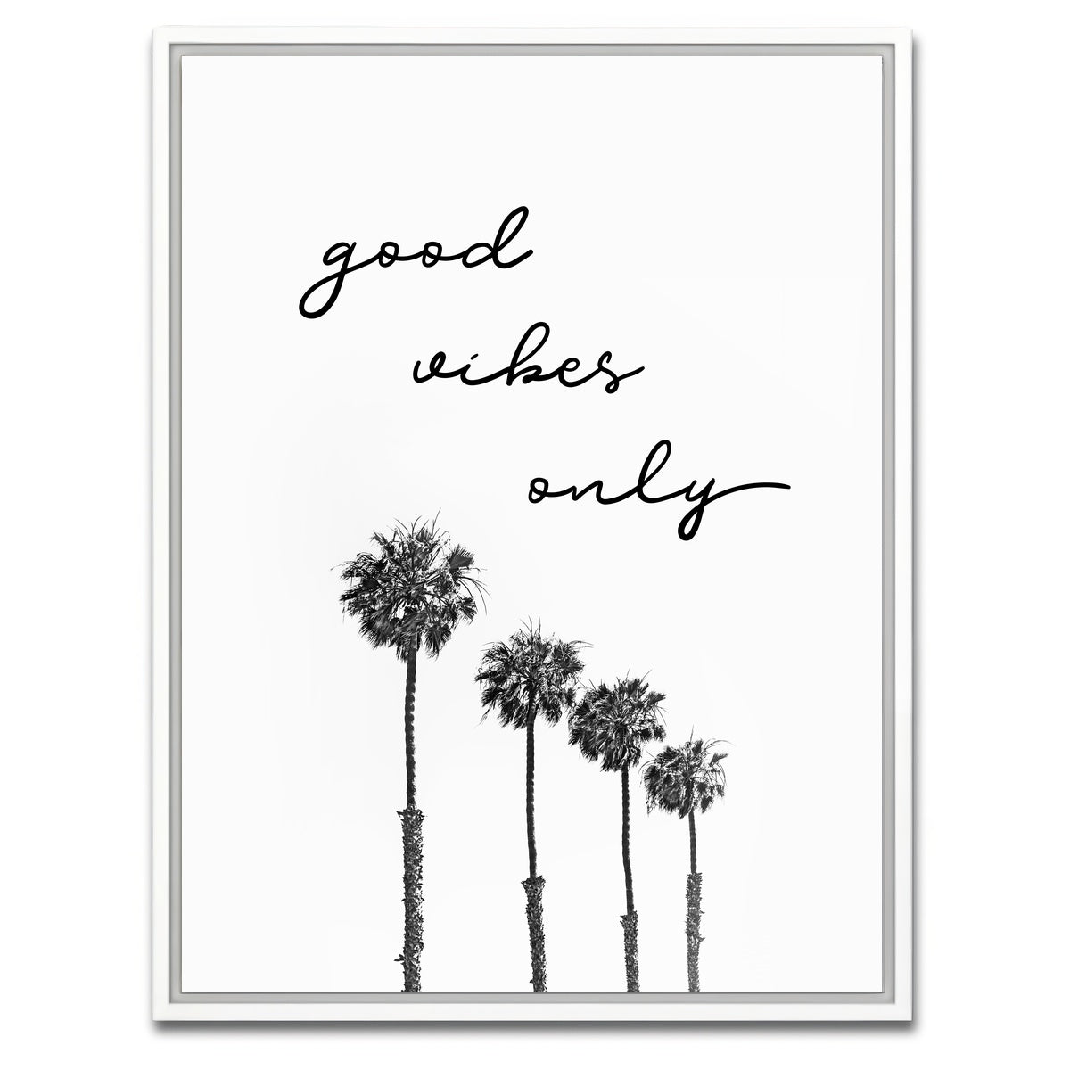 AUTO-MOCKUP WHITE | Palm trees - good vibes only | 1 Piece | White Framed Canvas | group=3x4