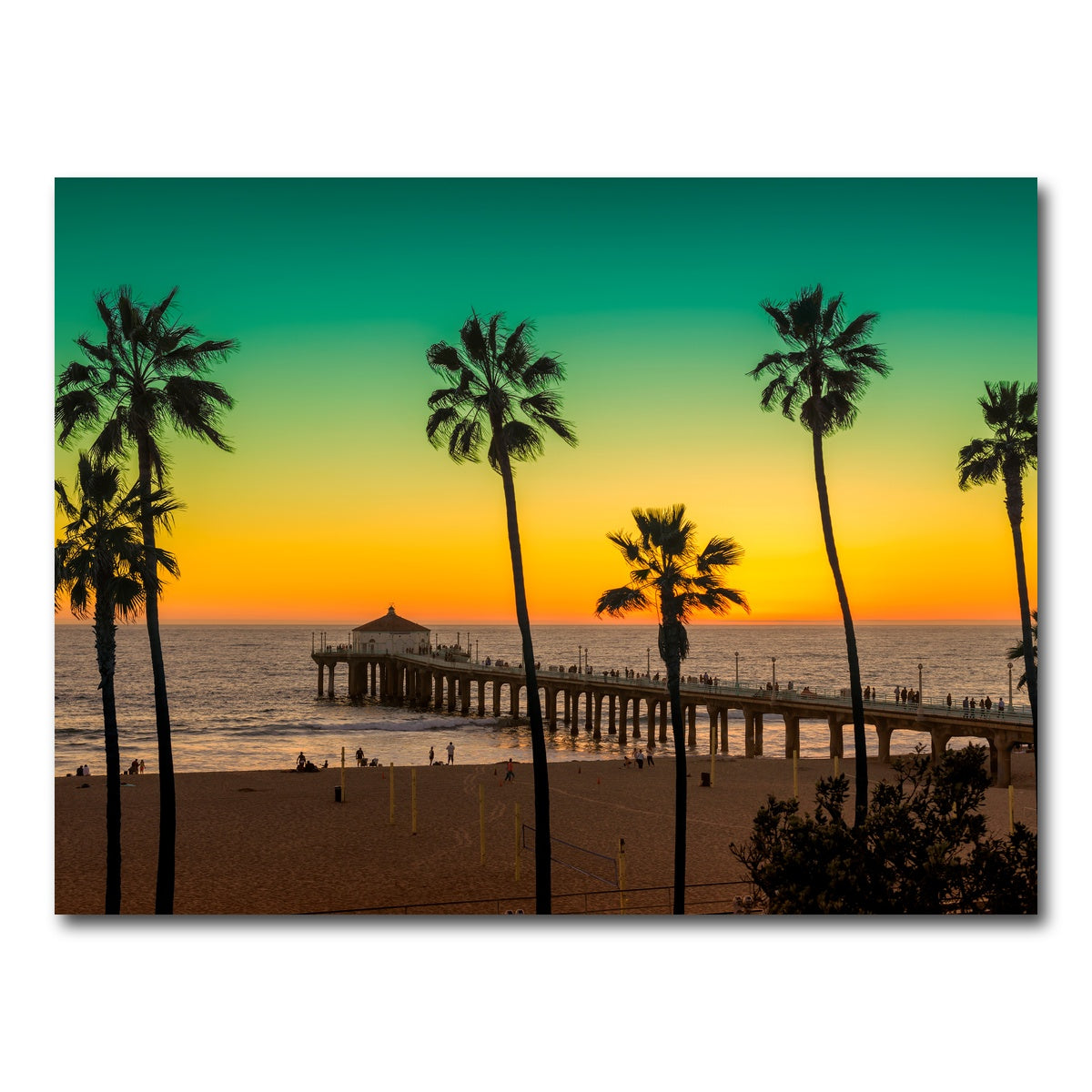 AUTO-MOCKUP WHITE | Palm trees and Pier on Manhattan Beach | 1 Piece | Gallery Wrap Canvas | group=4x3