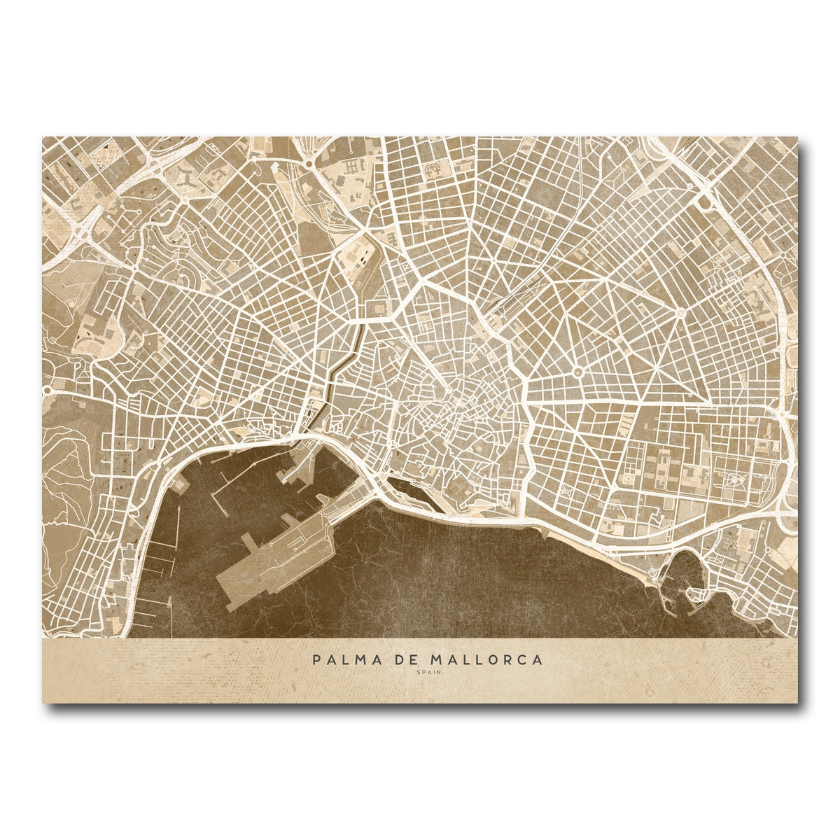 AUTO-MOCKUP WHITE | Palma De Mallorca Map | 1 Piece | Gallery Wrap Canvas | group=4x3