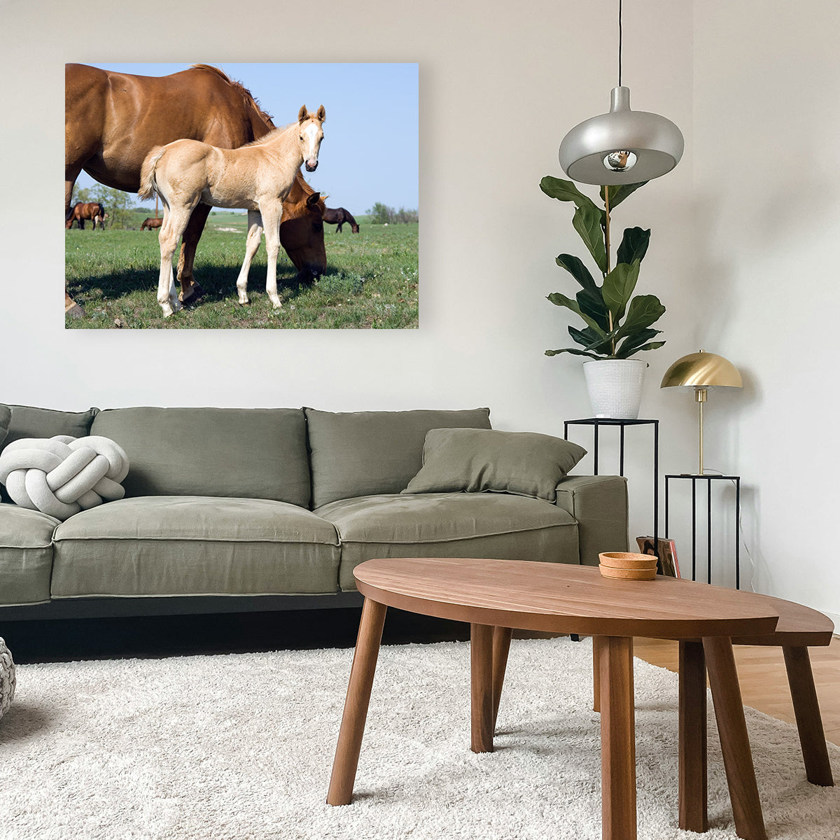 Palomino Quarter Horse Foal and Mare Wall Art