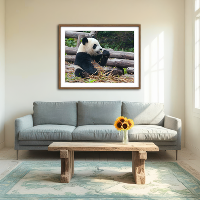 AUTO-MOCKUP ROOM | Panda Bear Eating Bamboo Wall Art
